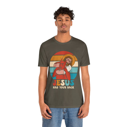 Hey Devil Jesus Has Your Back T-Shirt, Funny Christian Retro Halloween Tee