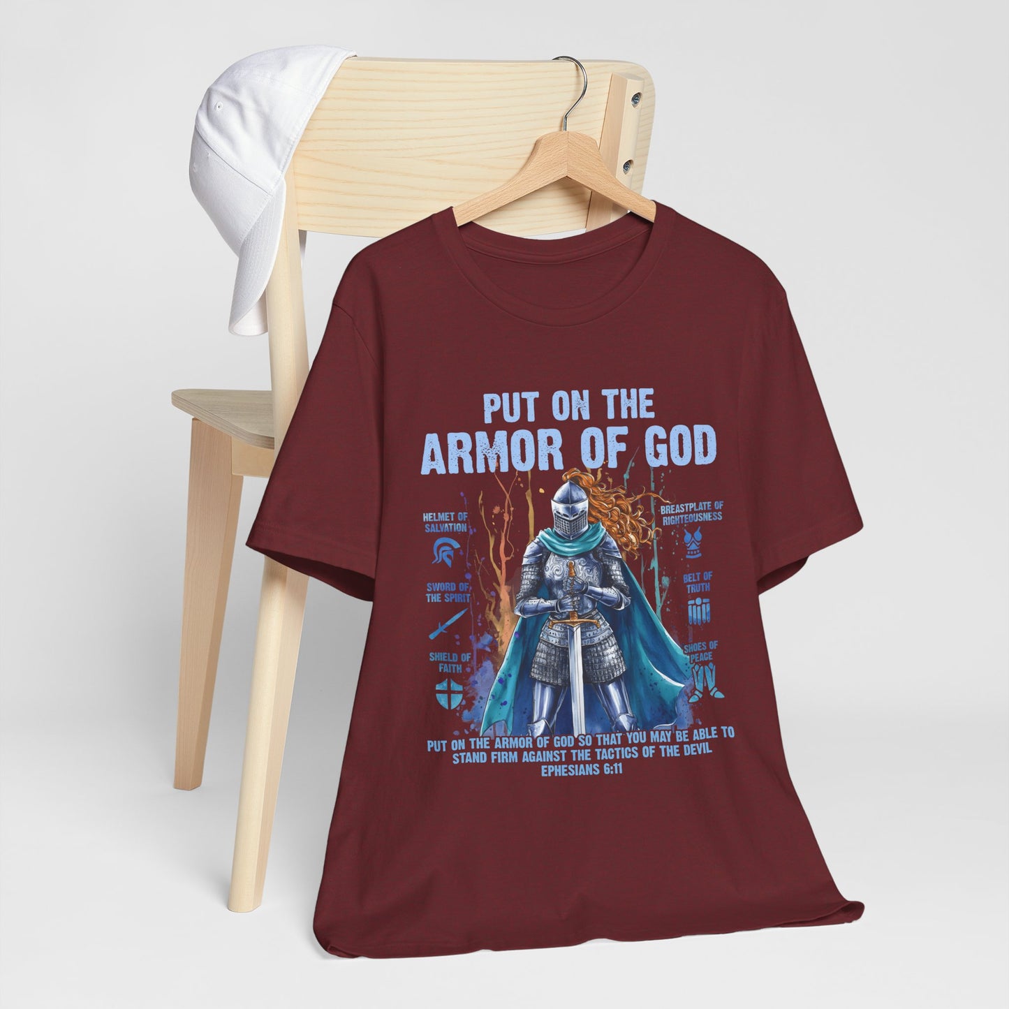 Put On the Armor of God Shirt – Christian Ephesians 6:11 Bible Verse Warrior Tee
