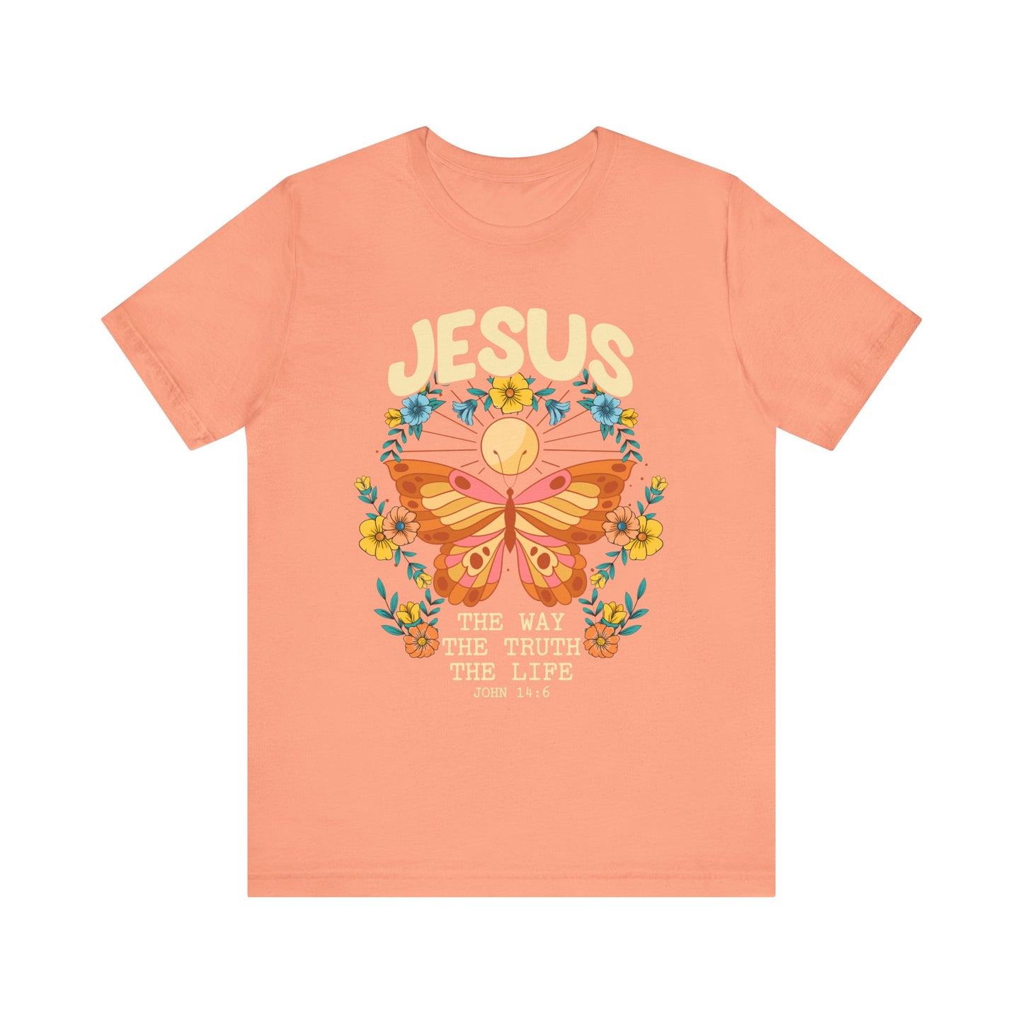 Jesus Butterfly Wildflower Shirt – John 14:6 Scripture Floral Christian Tee