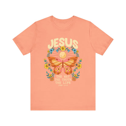 Jesus Butterfly Wildflower Shirt – John 14:6 Scripture Floral Christian Tee