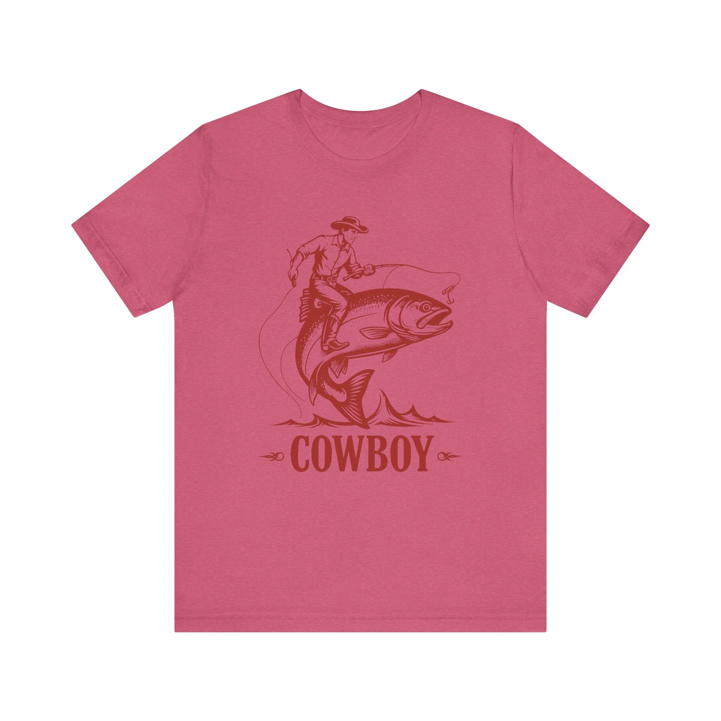 Cowboy Riding a Giant Fish Shirt – Vintage Western Fishing Rodeo Tee
