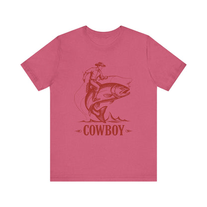 Cowboy Riding a Giant Fish Shirt – Vintage Western Fishing Rodeo Tee
