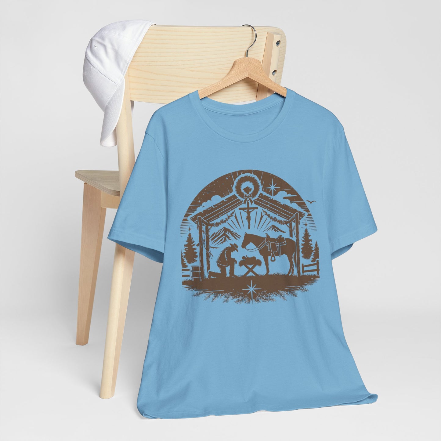 Praying Cowboy Christmas Shirt – Western Nativity Christian Holiday Tee