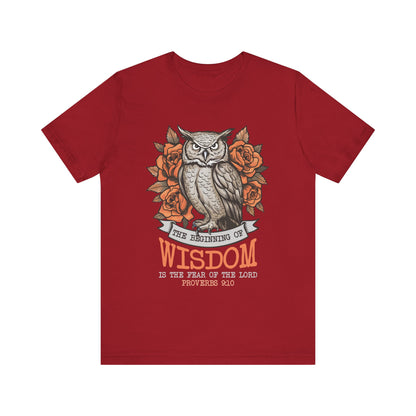 The Beginning of Wisdom Shirt – Boho Owl Flowers Christian Proverbs 9:10 Tee