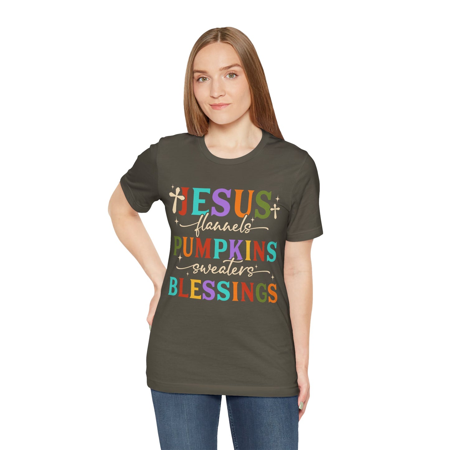 Jesus Flannels Pumpkins & Blessings Shirt – Christian Fall Thanksgiving Tee