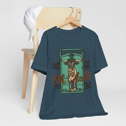 Oh Chute Teal Bull Shirt – Funny Rodeo Western Bucking Cowboy Tee