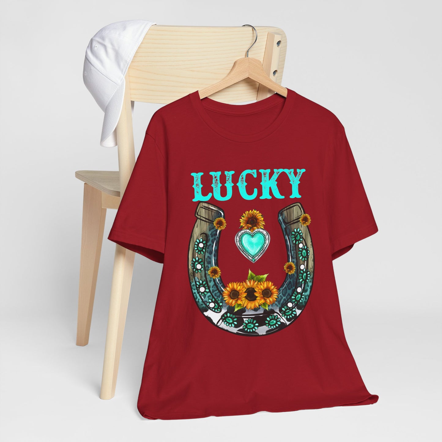 Horse Shoe Lucky Shirt – Western Turquoise Gemstone Texas Sunflowers Tee