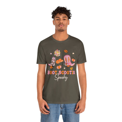 Boot Scootin Spooky Howdy Western Halloween Thanksgiving T-Shirt, Retro Cowgirl Fall Tee