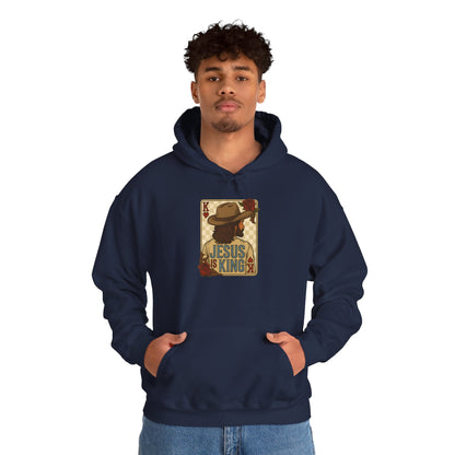 Jesus Is King Hoodie – Western Christian Playing Card Cowboy Retro Pullover