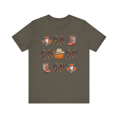 Western Halloween Cowgirl Shirt Boots & Pumpkin Skull Rodeo Tee