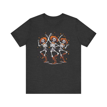 Dancing Skeleton Cowboy Western Rodeo Halloween Spooky Vibes T-Shirt