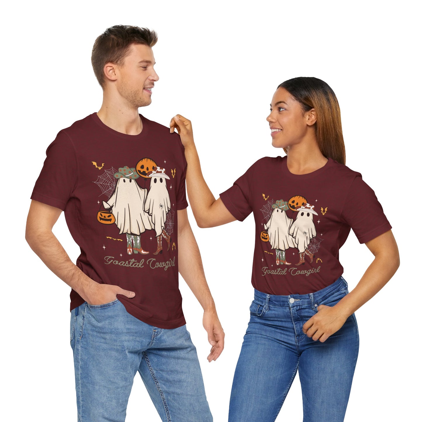 Ghostal Coastal Cowgirl T-Shirt, Western Ghost Halloween Tee, Spooky Cute Rodeo Shirt