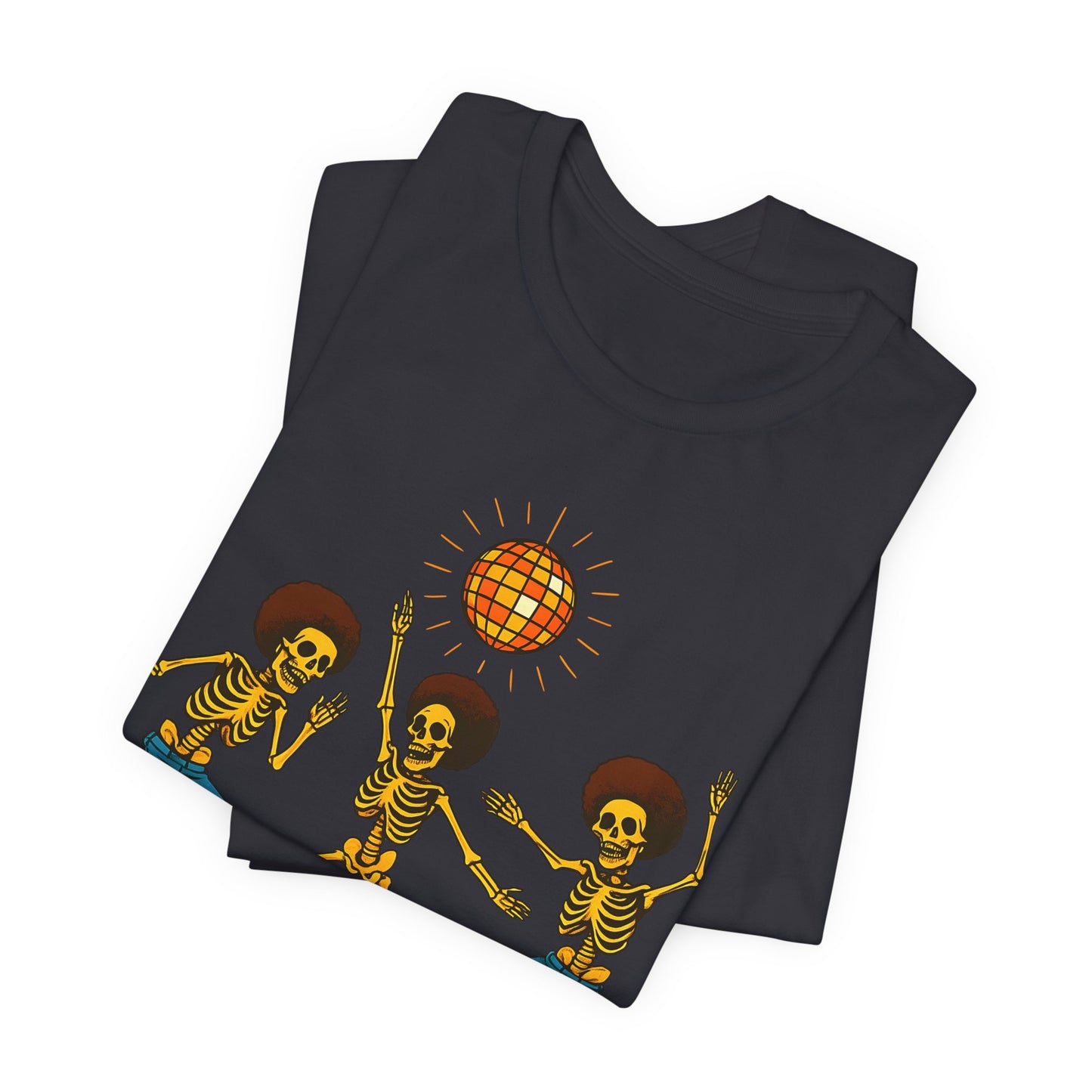 Disco Skeletons Dancing Shirt – Funny Retro 70s Halloween Party Tee