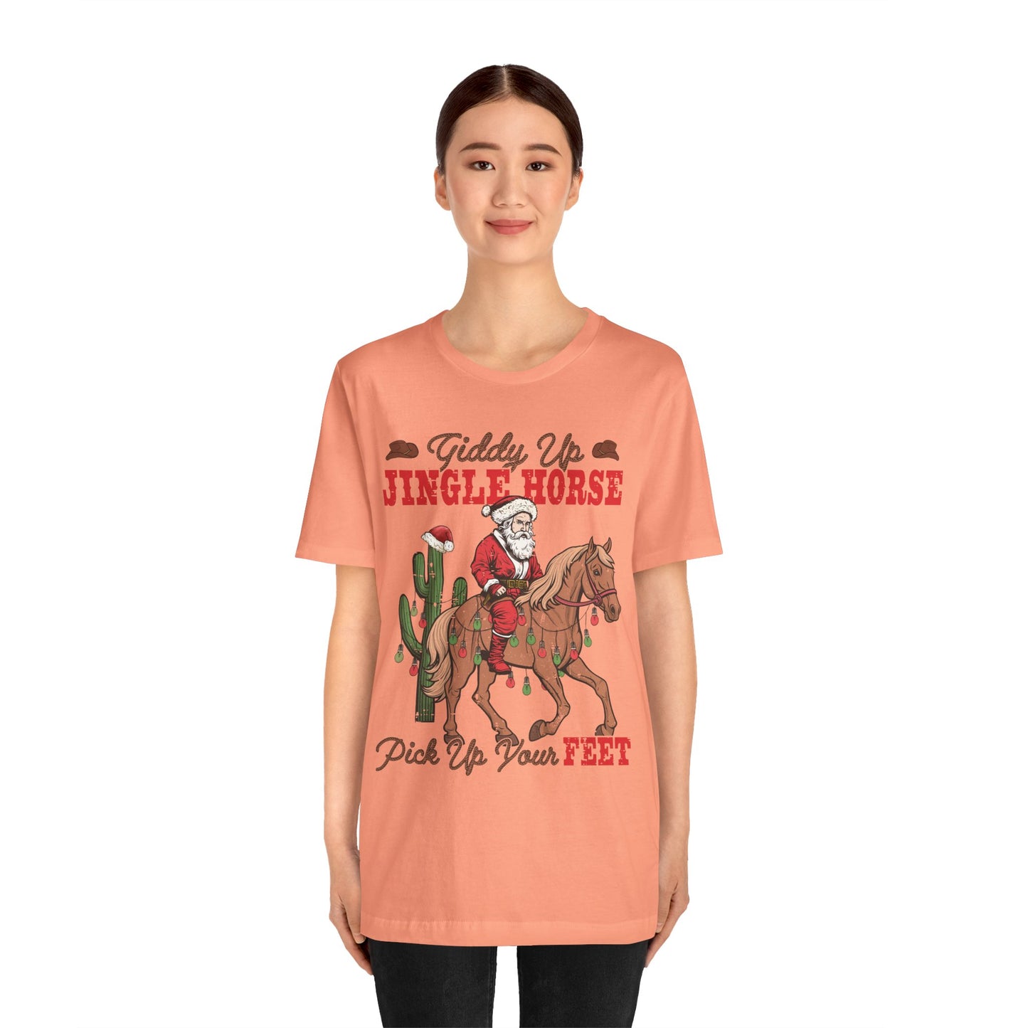 Giddy Up Jingle Horse Shirt – Retro Howdy Christmas Western Cowboy Holiday Tee