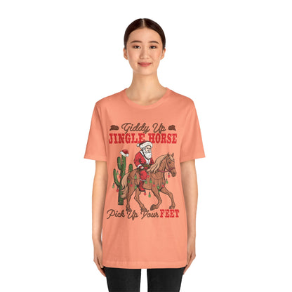Giddy Up Jingle Horse Shirt – Retro Howdy Christmas Western Cowboy Holiday Tee