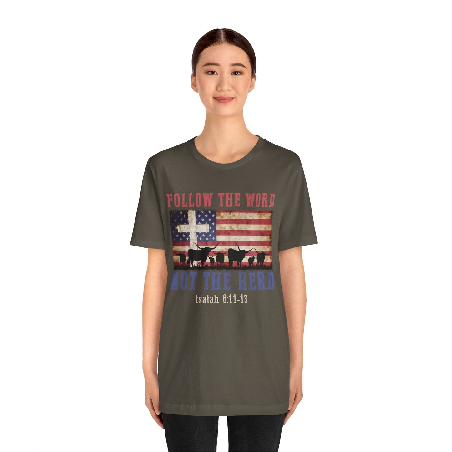 Follow the Word Not the Herd Shirt – Faith US Flag Christian Western Tee