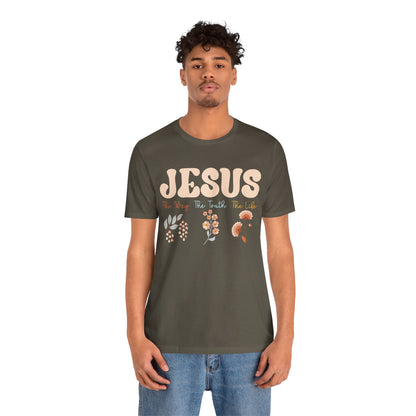 Jesus The Way The Truth The Life Shirt – Groovy Floral John 14:6 Christian Tee