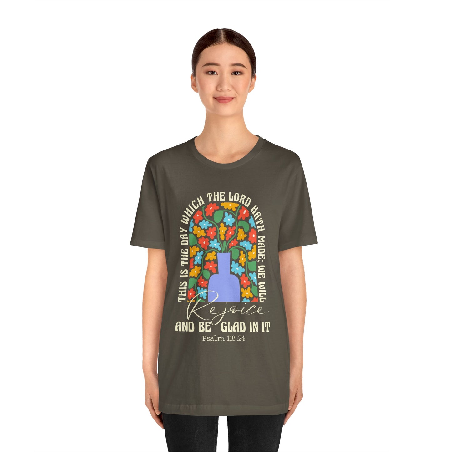 Rejoice and Be Glad In It Shirt – Boho Floral Christian Psalm 118:24 Faith Tee
