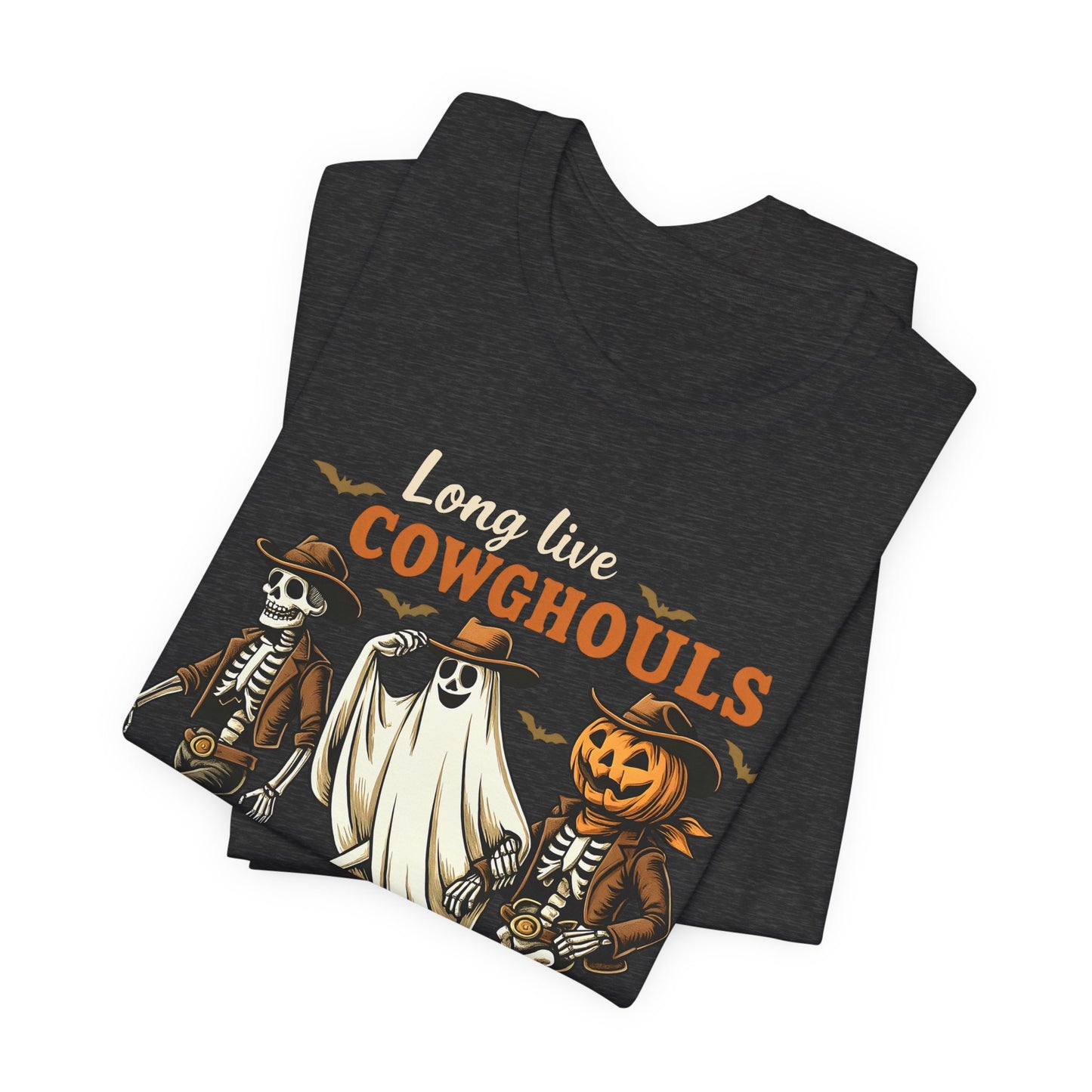 Long Live Cowghouls Shirt Western Halloween Skeleton Ghost Pumpkin Tee, Spooky Cowgirl Fall Outfit