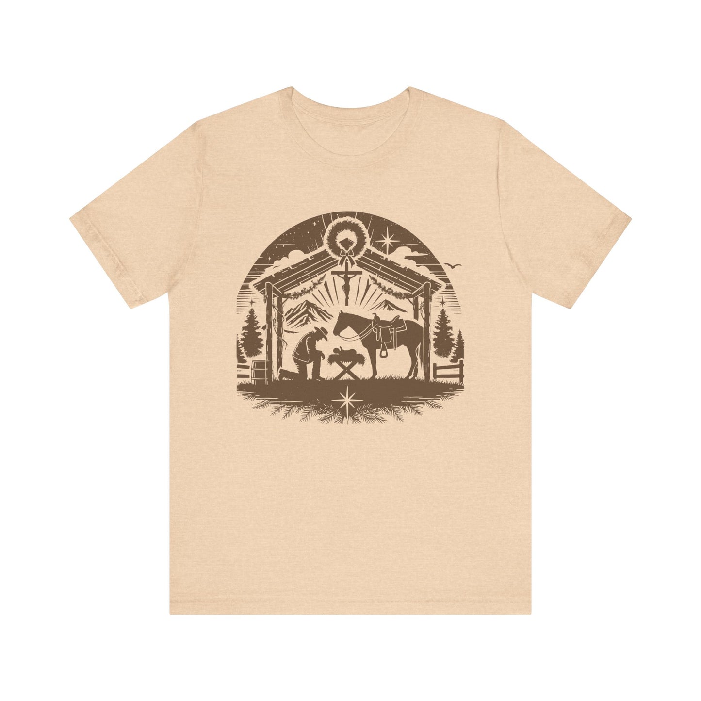 Praying Cowboy Christmas Shirt – Western Nativity Christian Holiday Tee