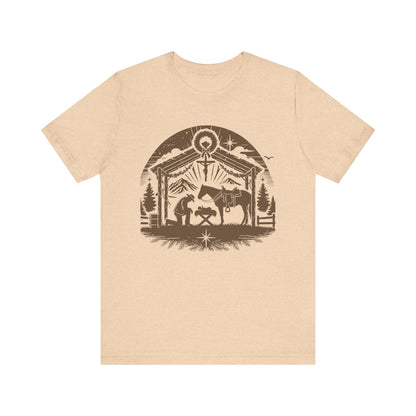 Praying Cowboy Christmas Shirt – Western Nativity Christian Holiday Tee