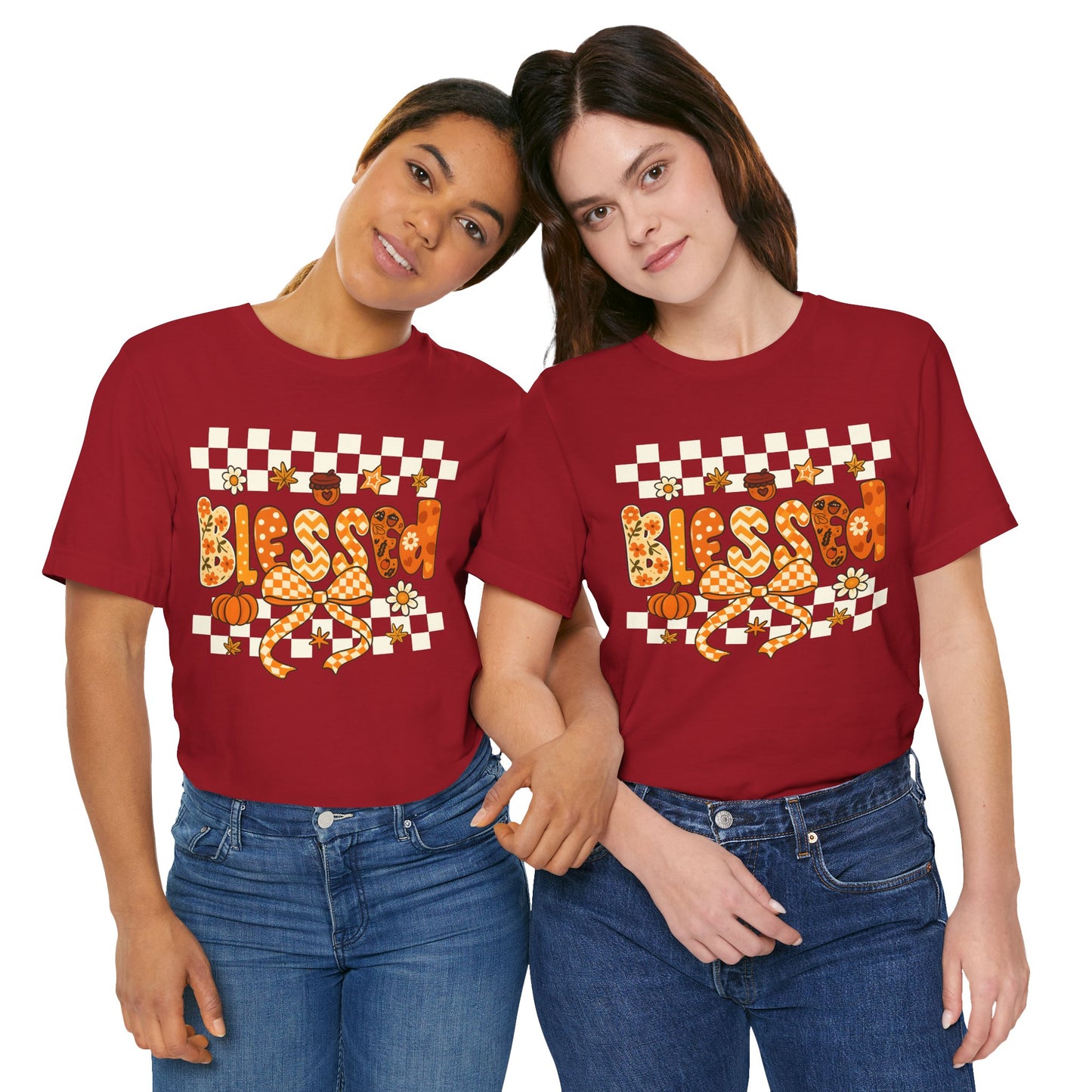 Blessed Checkerboard Pumpkin Shirt – Christian Thankful Fall Thanksgiving Tee