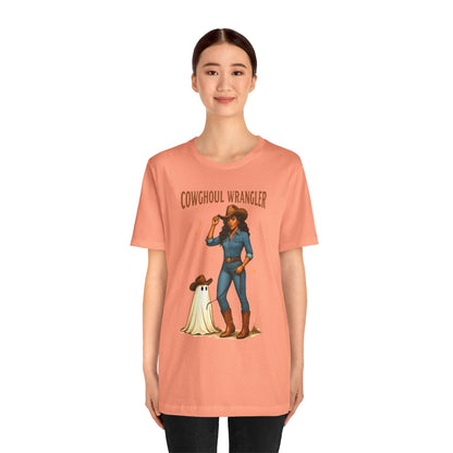 Cowghoul Wrangler Shirt Western Cowgirl Cowboy Ghost Halloween Tee, Spooky Rodeo Fall Outfit