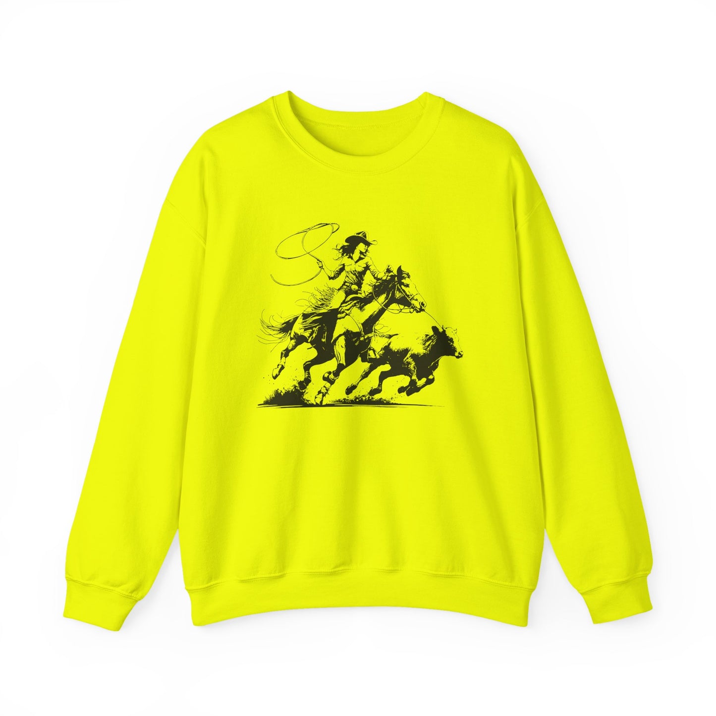 Cowgirl Roping Calf Sweatshirt – Western Horse Rodeo Racing Farm Pullover