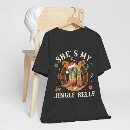 She’s My Jingle Bell Shirt – Cute Western Cowboy Cowgirl Matching Christmas Tee
