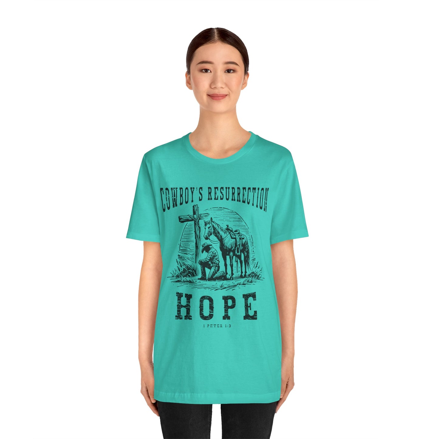 Cowboy’s Resurrection Hope Shirt – Christian Cross Western Rodeo Tee