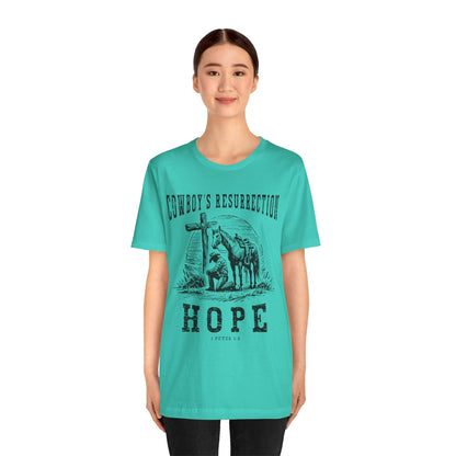 Cowboy’s Resurrection Hope Shirt – Christian Cross Western Rodeo Tee