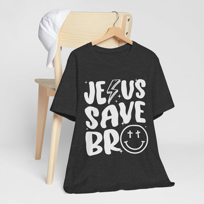 Jesus Saves Bro Shirt – Funny Retro Christian Cross Christmas Faith Tee