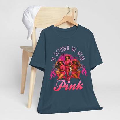 In October We Wear Pink Shirt – Western Cowgirl Breast Cancer Awareness Tee