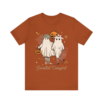 Ghostal Coastal Cowgirl T-Shirt, Western Ghost Halloween Tee, Spooky Cute Rodeo Shirt
