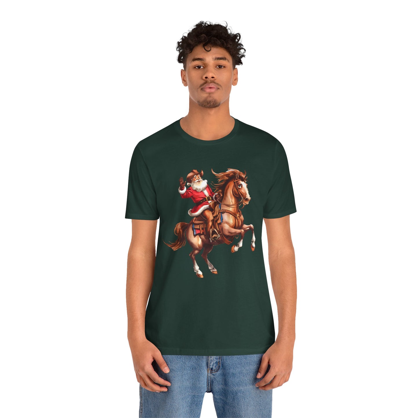 Cowboy Santa on Bucking Horse Shirt – Funny Western Rodeo Christmas Tee