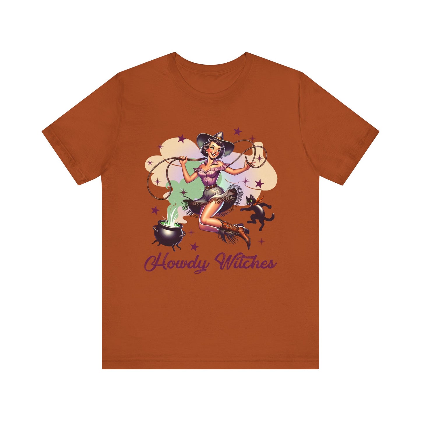 Howdy Witches Cowgirl Halloween Rodeo Western Black Cat T-Shirt