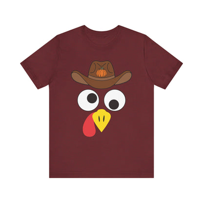 Thanksgiving Couples Turkey Face Shirt – Funny Cowboy & Cowgirl Matching Tee