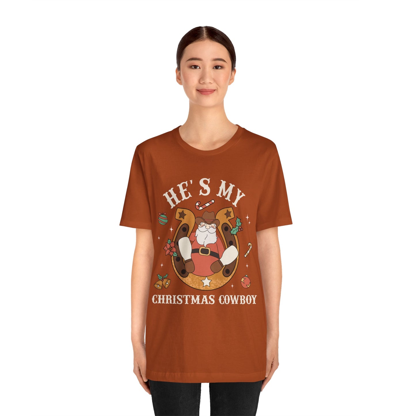 He’s My Christmas Cowboy Shirt – Western Santa Couples Matching Holiday Tee