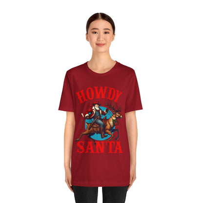 Howdy Santa Shirt – Funny Western Cowboy Riding Reindeer Christmas Rodeo Tee