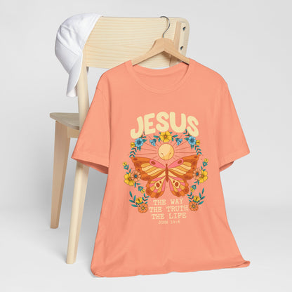 Jesus Butterfly Wildflower Shirt – John 14:6 Scripture Floral Christian Tee