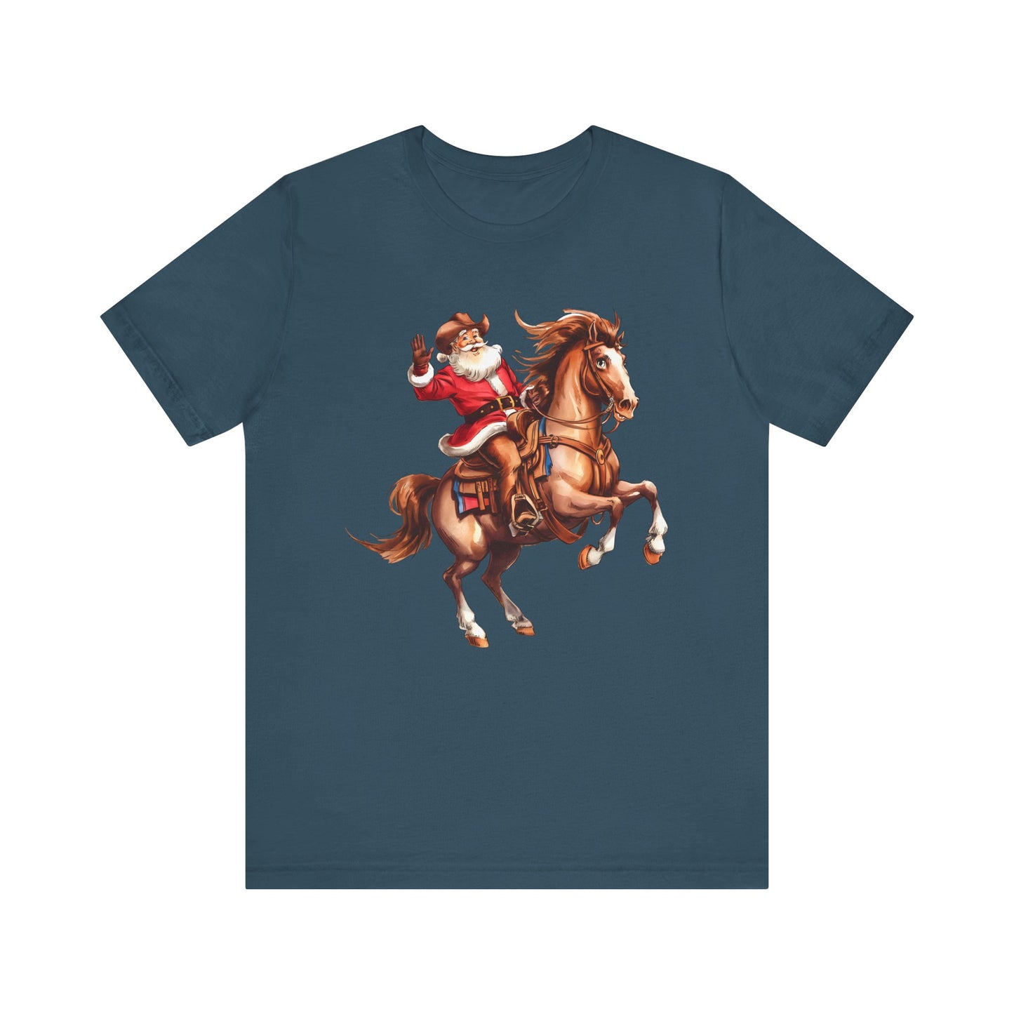 Cowboy Santa on Bucking Horse Shirt – Funny Western Rodeo Christmas Tee