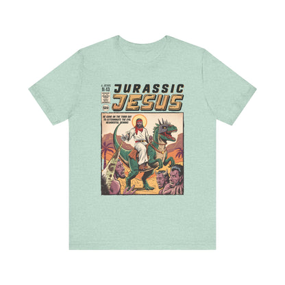 Jurassic Jesus Shirt – Dino-Riding Savior Comic Book Christian Tee