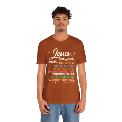 Jesus Has Your Back Shirt – Christian Bible Verse Encouraging Faith Scripture Tee