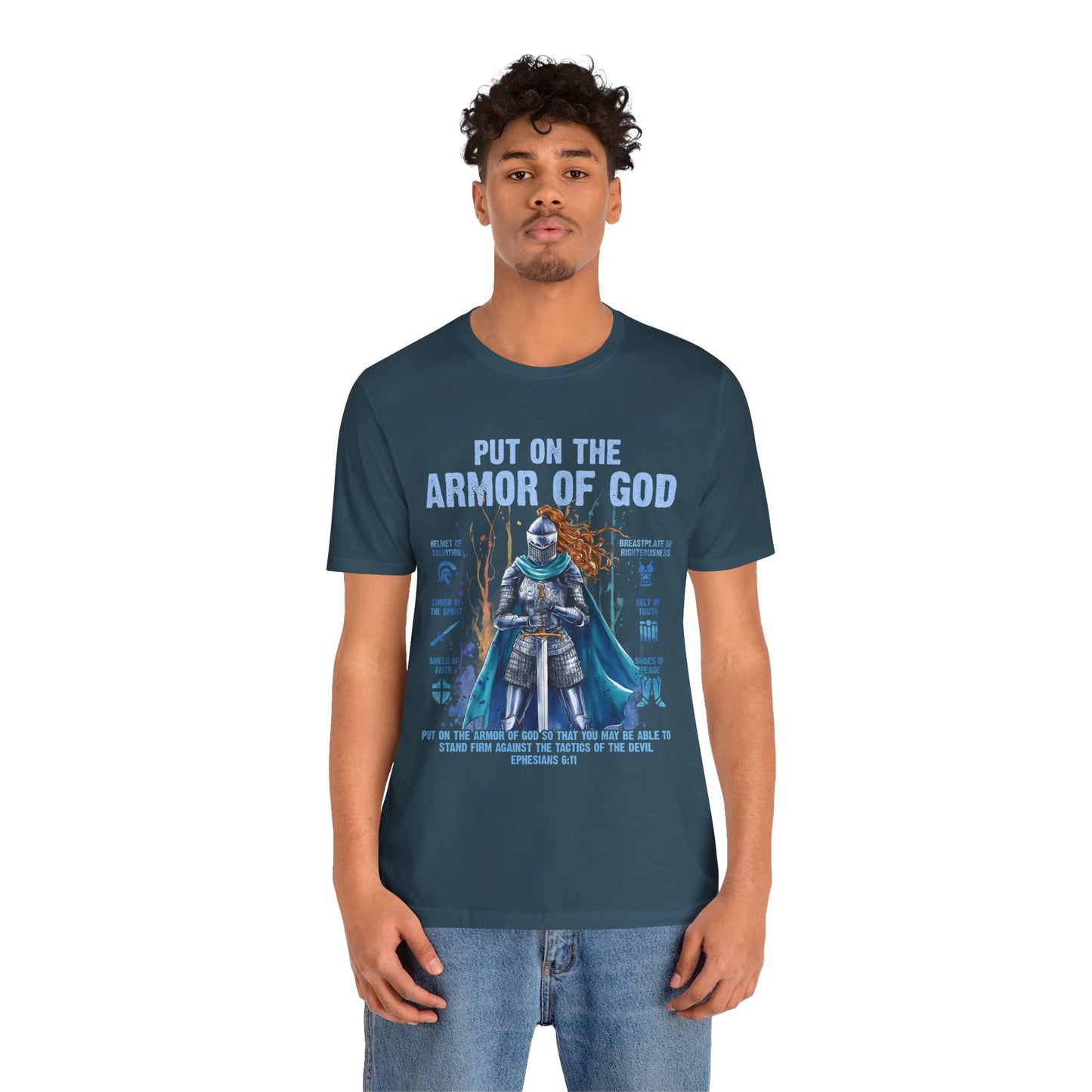 Put On the Armor of God Shirt – Christian Ephesians 6:11 Bible Verse Warrior Tee