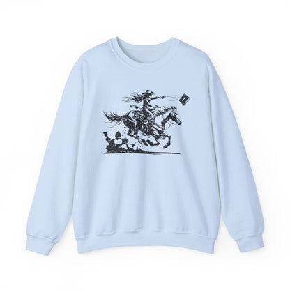 Cowgirl Riding Horse Sweatshirt – Christian Scripture Western Rodeo Texas Pullover