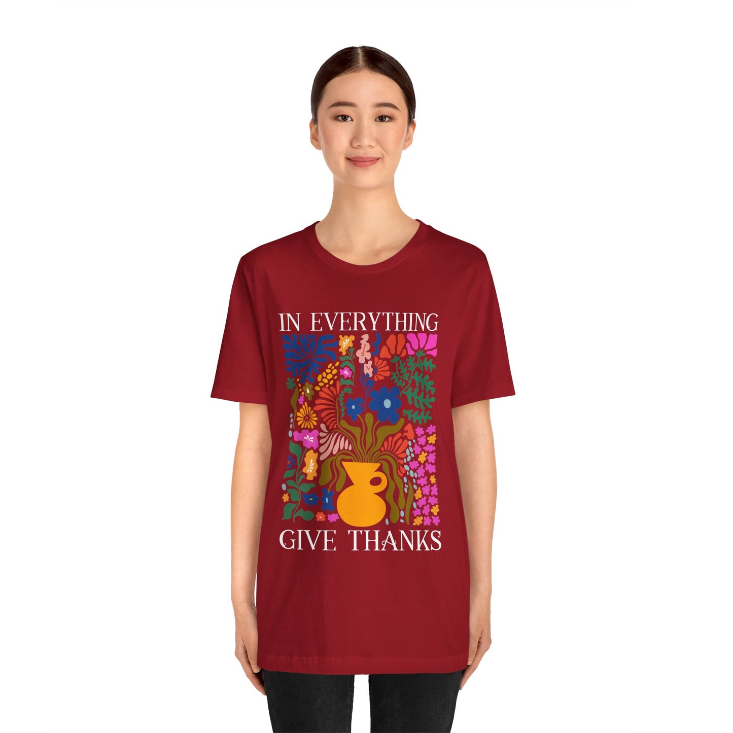 In Everything Give Thanks Shirt – Christian Boho Floral 1 Thessalonians 5:18 Tee