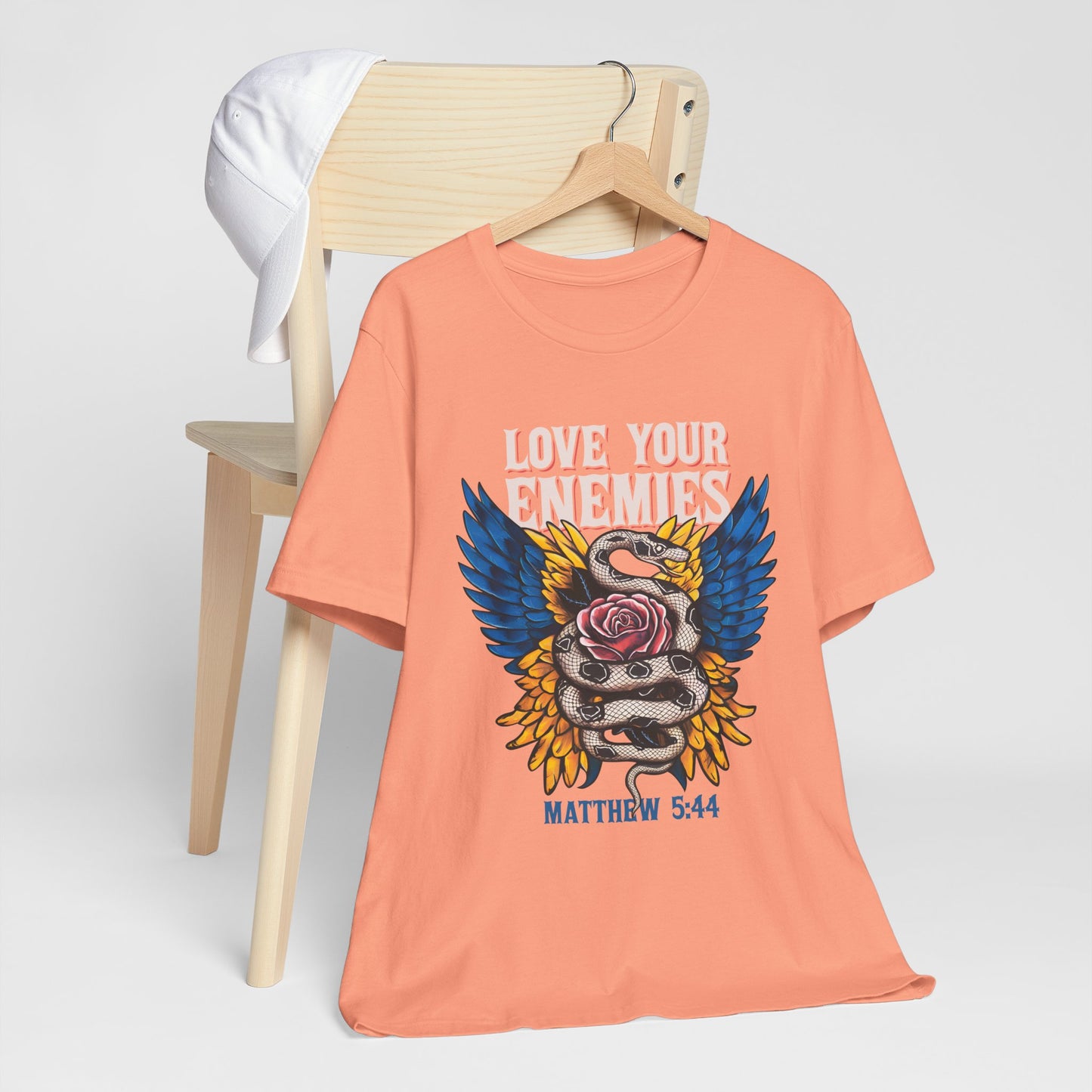 Love Your Enemies Shirt – Christian Matthew 5:44 Angel Wings Scripture Faith Tee