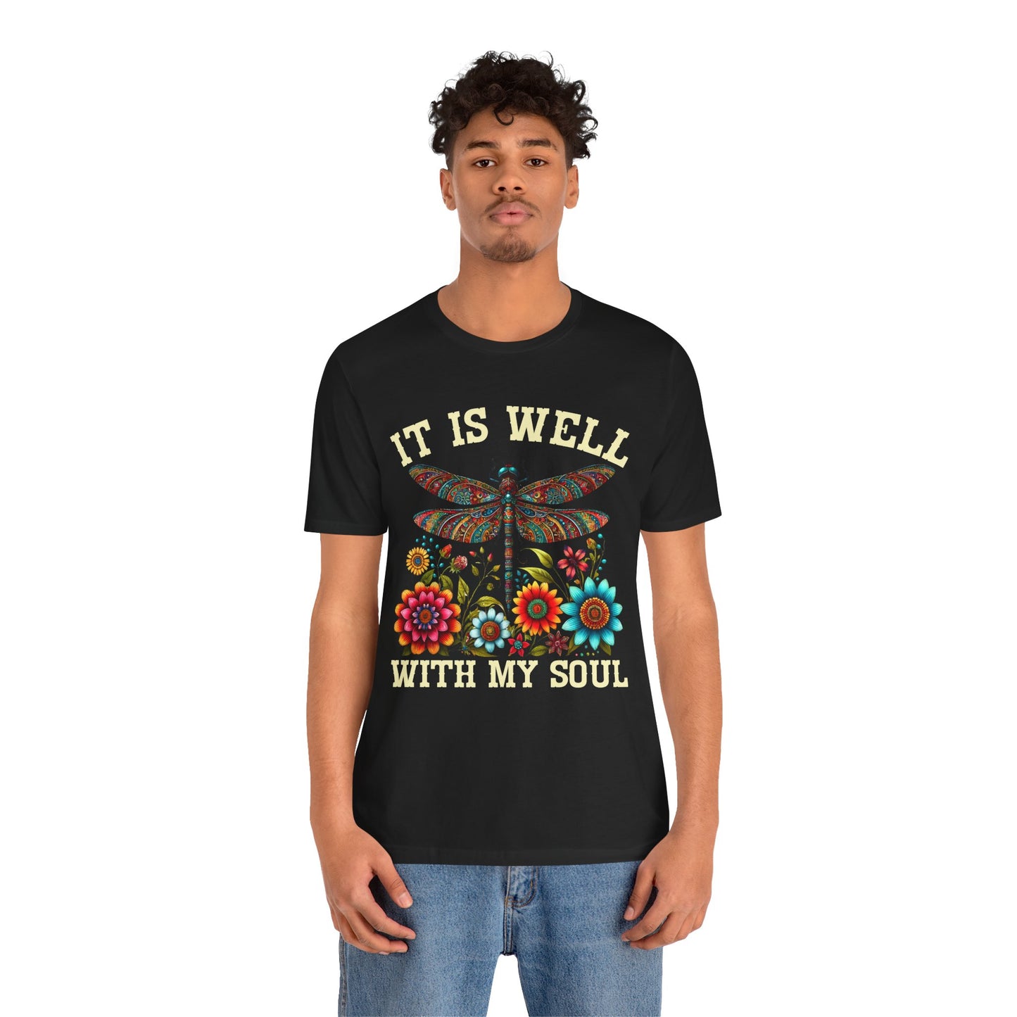 It Is Well With My Soul Shirt – Boho Dragonfly Floral Christian Hymn Faith Tee