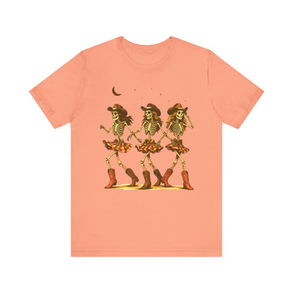 Skeleton Cowgirls Shirt Line Dancing Western Halloween Rodeo Tee