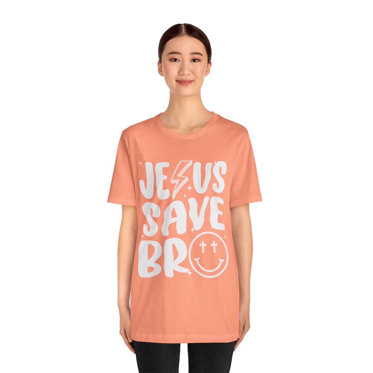 Jesus Saves Bro Shirt – Funny Retro Christian Cross Christmas Faith Tee